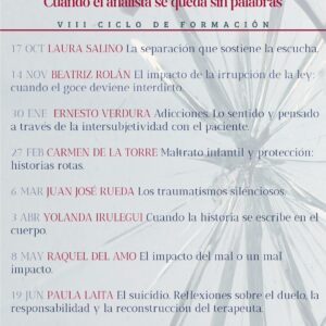 VIII Ciclo de formación: El impacto tras el diván. Cuando el analista se queda sin palabras.