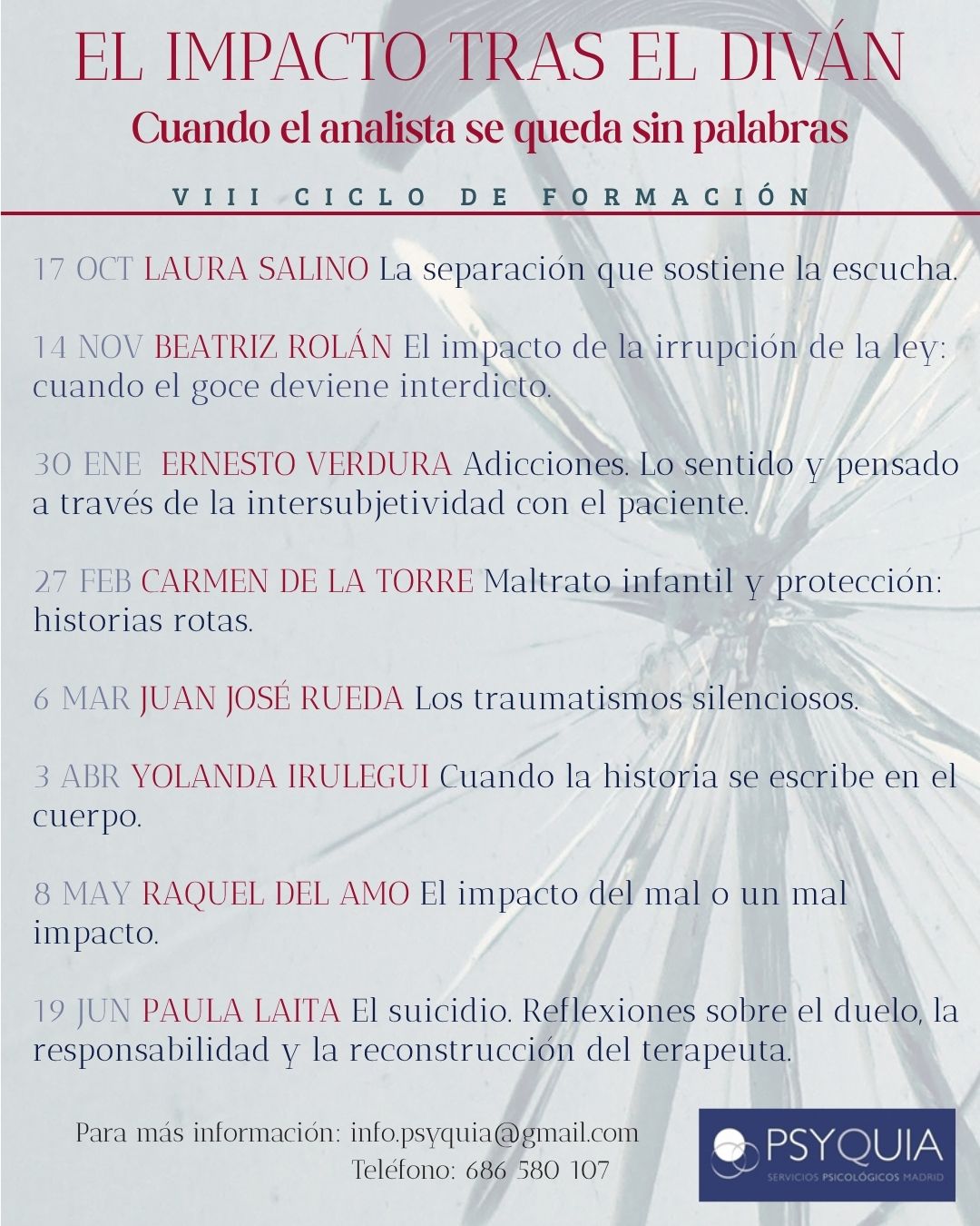 VIII Ciclo de formación: El impacto tras el diván. Cuando el analista se queda sin palabras.